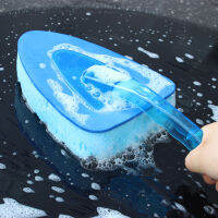 【cw】 Triangle Sponge Brush with Handle Blue Wave Car Wash Sponge Brush Car Wash Tools for Car Beauty Maintenance ！