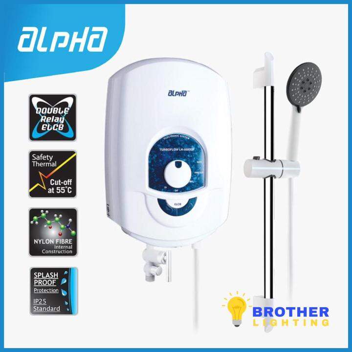Alpha Shower Water Heater with Booster Turbo PUMP LH-5000EP SIRIM Approve  LH5000EP / LH 5000EP / AE-33 / AE 33 | Lazada