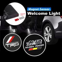 NEW 2PCS Modified Logo Car Door Welcome Light Wireless Magnet Sensor Jeep TRD DAD Mugen Power Monster