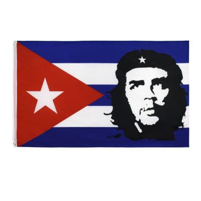 ธง เช กูวาร่า Guevara พื้นธงคิวบา กับพื้นแดง ขนาด 90x150 ซม. (3ฟุตx5ฟุต)