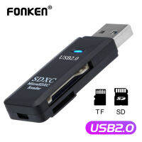 FONKEN เครื่องอ่านการ์ด USB Micro SD TF การ์ดหน่วยความจำ OTG อะแดปเตอร์พีซีแล็ปท็อปขยายแปลงเครื่องอ่านบัตรศัพท์มือถือไรเดอร์ USB 2.0