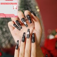 BRENDONAN 24pcs/Box แฟชั่นผู้หญิง เครื่องมือทำเล็บ ปกเต็ม เคล็ดลับเล็บ สวมใส่ได้ เล็บปลอม คริสต์มาสโลงศพเล็บปลอม