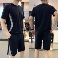 【hot seller】 new comfortable breathable casual sports suit mens fashion handsome short-sleeved loose and versatile two-piece