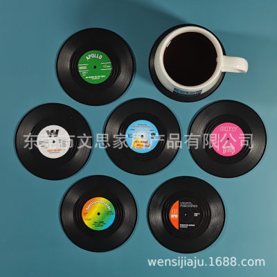[COD] ที่รองแก้วแผ่นเสียงไวนิลย้อนยุค ABS ผลิตภัณฑ์พลาสติกกาแฟ CD ผลิตภัณฑ์แผ่นรองจานกันความร้อนและกันลื่น