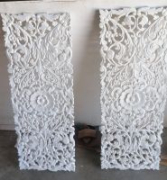 2 Pcs Mandala Wood Carving Panel 14 x 36 inches White Color Wooden Panel Wall Art Hanging ไม้ฉลุไม้แกะสลักสีขาวขนาด 14 x 36นิ้ว 2 ชิ้น