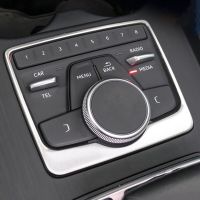 Car Multimedia Display Decorative Frame Gear Shift Panel Trim Sticker Knob Button Cover For Audi A4 B9 17-19 Auto Accessories