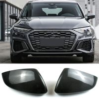 Car Carbon Fiber Rear View Mirror Cover Side Mirror Cap Replacement for Audi A3 S3 RS 2021-2023 Car Accessories Left Drive