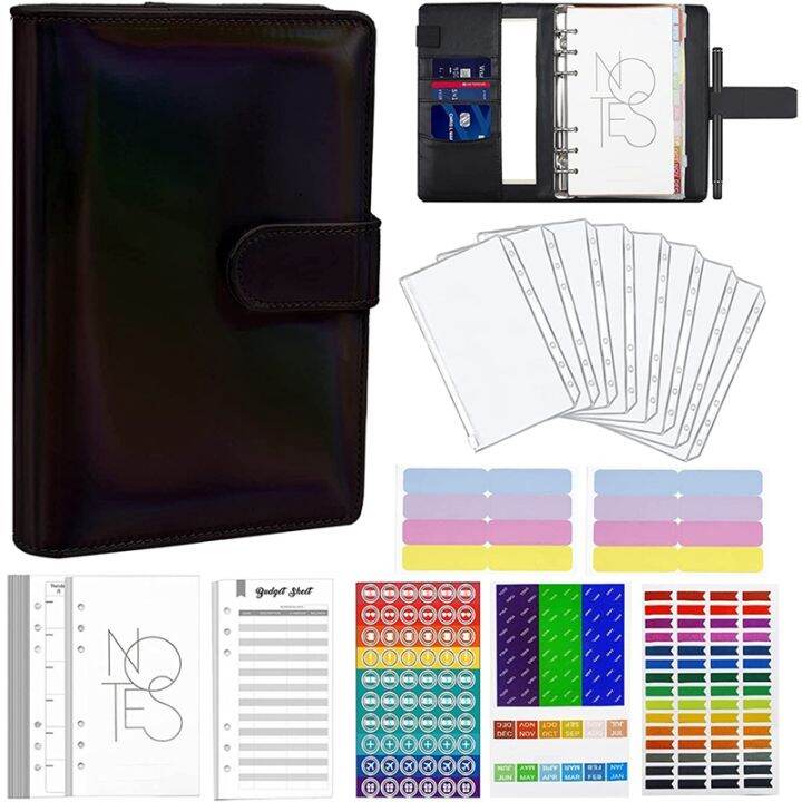 Budget Binder A6 Ring Binder Notebook with Clear Cash Envelope for Cash ...