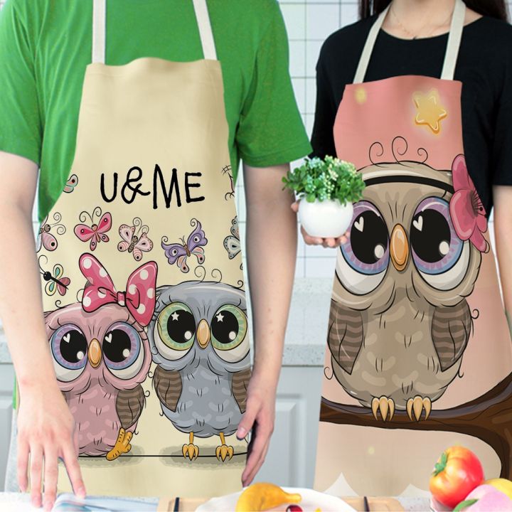1pc-owl-cotton-sleeveless-apron-linen-flower-printed-kitchen-brief-pinafore-women-home-cooking-baking-waist-bib-delantal-cocina