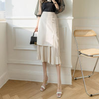 High Waist Irregular Pleated Skirt Women Spring Summer 2021 New Slim Black Office Skirt Women