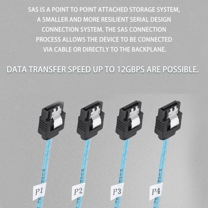 sas-เป็น-sata-สายข้อมูล-mini-sas-hd-ไปยังสายเคเบิ้ล-sata-12gbps-แบบคู่ช่องสำหรับโรงงาน