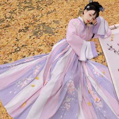 Hanfu ดั้งเดิมผู้หญิง [Lan Ying] Jin-Made กระโปรงเอวคอสไตล์จีน4.5เมตรฤดูใบไม้ผลิและสไตล์ฤดูร้อนชุดนางฟ้า