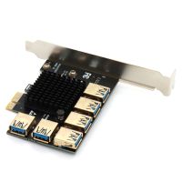 PCIe Converter PCI สำหรับ Express Multiplier Riser Card PCIE 1ถึง6ช่องเสียบ16X ภายนอก USB 3.0 Adapter Card สำหรับเดสก์ท็อป Comp