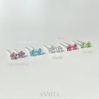 annita.silver - flower crystal earring ต่างหูเงินแท้925 ต่างหูดอกไม้ ต่างหูพลอยคริสตัล เหมาะกับคนแพ้ง่าย