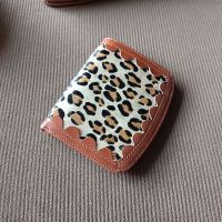 2023 New★ Clearance Processing Horsehair Dyeing Leopard Print Top Cowhide Short Vertical Ladies Wallet Portable Fashion Wallet