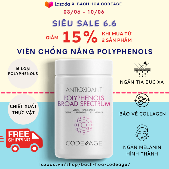 CHÍNH HÃNG CODEAGE viên chống nắng POLYPHENOLS BROAD SPECTRUM thuần