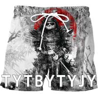 Japanese Samurai Tattoo 3D Print Mens Shorts Unisex Streetwear Elastic Waist Shorts Summer Beach Har 02