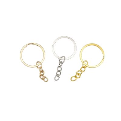 【CW】 5Pcs/lot 27mm Rings With Chains Plated Round Split Keychain Keyrings Jewelry Making Supplies