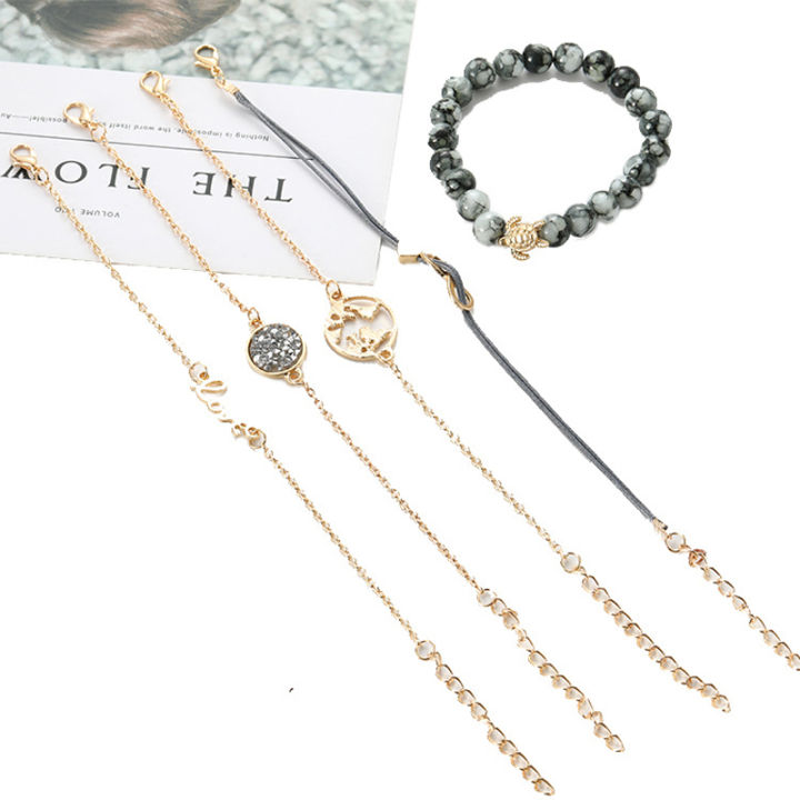 wholesale-5-pcsset-bohemian-turtle-charm-bracelets-bangles-for-women-fashion-gold-color-strand-bracelets-sets-jewelry-party