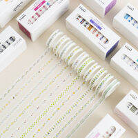 **ราคาต่อ 1 ม้วน** สติ๊กเกอร์ เทปตกแต่งวาชิ Masking Tape ขนาดกว้าง 8 mm. ยาว 3 เมตร (ร้านสุ่มลายให้ตามชุดที่เลือก)