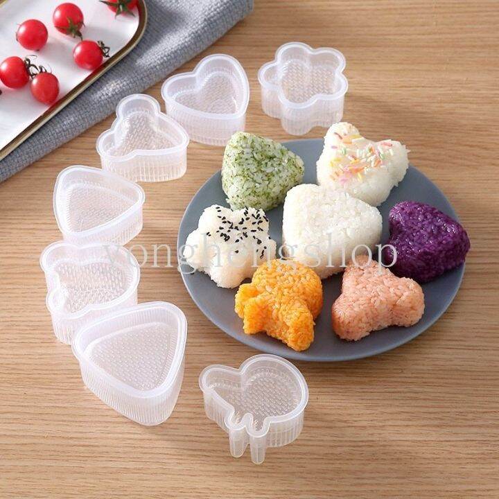 7pcs-set-cartoon-bear-triangle-shaped-japanese-onigiri-sushi-mold-with-spoon-diy-rice-ball-maker-press-mould-kids-bento-making-tool