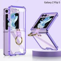 Clear Case Galaxy Z Flip 5 4 3 Flip5 Shockproof Cover For Samsung Galaxy Z Flip 5 Flip4 Flip5 Flip3 Case with Ring Z Flip5 Funda Phone Cases