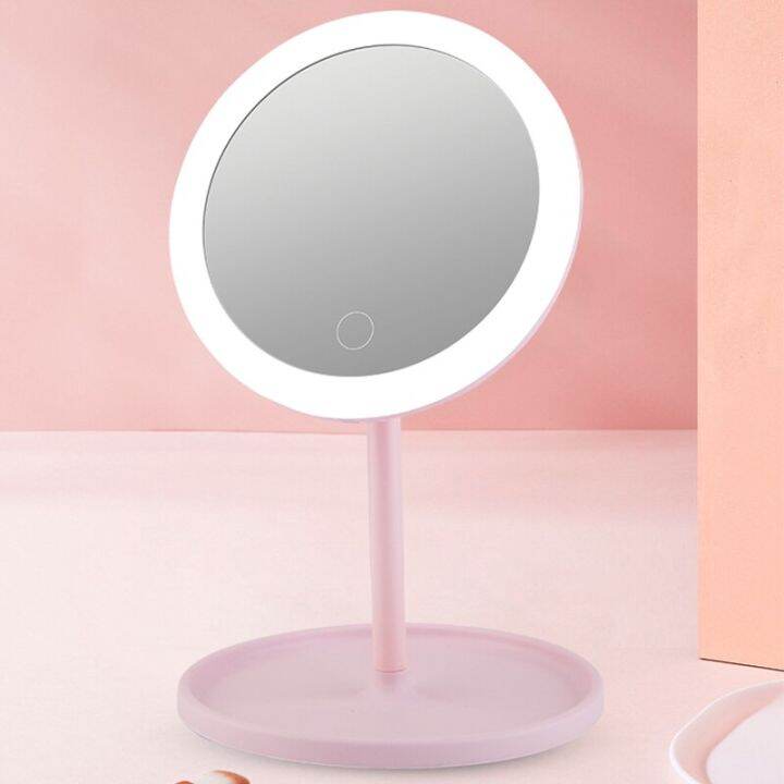 ทำให้กิจวัตรความงามของคุณสว่างขึ้น-กระจกคอล-led-หรี่แสงได้ฟังก์ชันความจำในการหมุน-กระจกโคอิติก-usb-พร้อมโมโนค