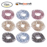 10 pc Electroplate Glass Beads Pearl Luster Plated Faceted Barrel Old Rose 10x10mm Hole: 1mm