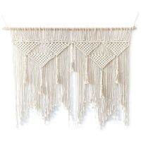 Lace Wall Hanging Chic Woven Tapestry Beige Mural Curtains for Family Apartment Dormitory Room Background