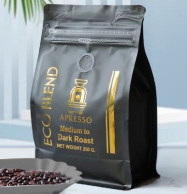 เมล็ดกาแฟคั่ว Eco blend เกรดพรีเมี่ยม 250 กรัม กาแฟคั่วกลางเข้ม