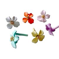 Multicolors Color Plated Flower Stud Earrings Accessories Eardrop Pendant Necklace Jewelry Component Diy Handmade Material 6pcs DIY accessories and ot