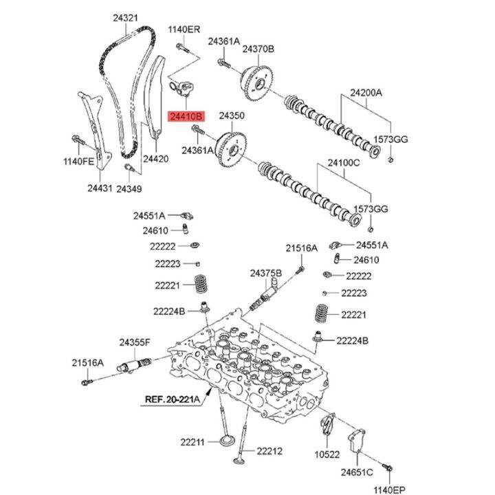 24410-2e000-24321-2e000-24420-2e000-24430-2e00-0ตัวปรับความตึงโซ่เพลาลูกเบี้ยวสำหรับ-ix25-ix35-sonata-elantra-ทูซอนสำหรับ-k3-k4-k5-kx3-kx5