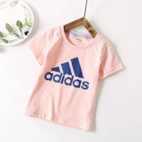 Adidas เสื้อยืดแขนสั้นสำหรับเด็ก,เสื้อยืดออกกำลังกายทำจากผ้าคอตตอนใส่สบายเข้ากับทุกชุดสำหรับเด็กผู้ชายและเด็กผู้หญิงฤดูร้อน