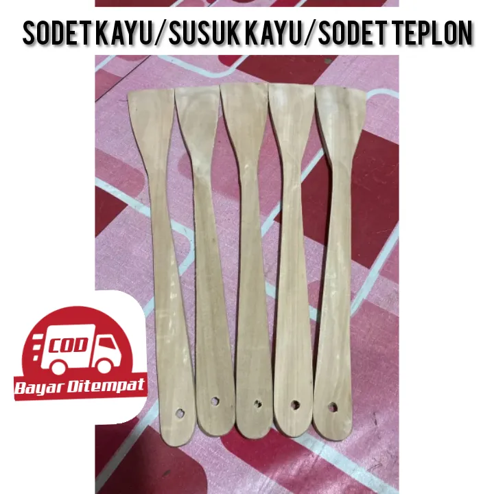 Sutil / Sodet Teflon / Spatula Kayu / Pengaduk Kayu Panjang 30 Cm