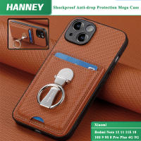 HANNEY สำหรับ Xiaomi Redmi Note 12 11 11S 10 10S 9 9S 8 Pro Plus 4G 5G เคสโทรศัพท์คาร์บอนไฟเบอร์กันกระแทกเคสกันกระแทกกันการตกขนาดใหญ่กระเป๋าเก็บบัตรที่มีวงแหวนพับ C1-9ฝาครอบด้านหลัง