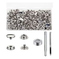 240Pcs Fastener Kit, Button Press Stud with 3 Setting Tools Storage Box for Marine Canvas Leather Silver