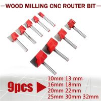 9Pcs 6mm Shank Surface Planing Bottom Cleaning Wood Milling CNC Cutter มีดแกะสลัก Router Bit Woodworking เครื่องมือ 10-32mm