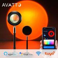 AVATTO Tuya Sunset Projection Lamp RGB Led Rainbow Sunset Projection Night Light for Bedroom  Work with Alexa Google Home Alice Night Lights