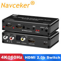 4K 120Hz HDMI Audio Extractor 4K รองรับ5.1CH 2พอร์ต HDMI To HDMI Audio ARC Switch พร้อมเสียง Toslink สเตอริโอสำหรับ Apple PS5