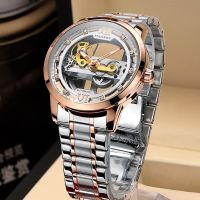 [official authentic] automatic tungsten steel watches men watches double-sided hollow-out mechanical watch luminous fashion temperament --nb230711✻