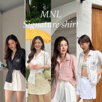 เสื้อเชิ้ตแขนสั้น ปักกระเป๋า MNL Signature shirt