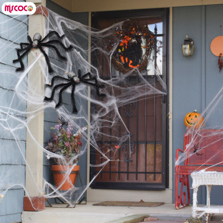 mscoco-ซัพพลายของตกแต่งเทศกาลฮัลโลวีนสมจริงและแมงมุมน่ากลัวสำหรับการตกแต่งบ้านผีสิง