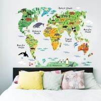 Animals World Map DIY Wall Stickers for Boys Children Bedroom Kids room Removable Wall Decor Sticker for Kindergarten Classroom Stickers