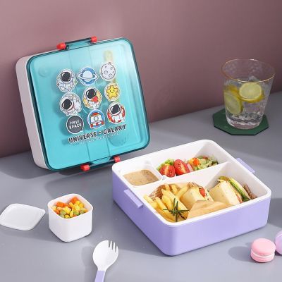 Children Portable Bento Lunch Box 1.3l Large Capacity Microwave Safe Food Container Kids School Bento Cutlery Food ContainerTH