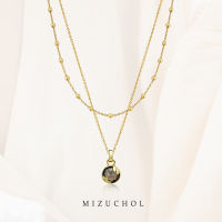 Mizuchol สร้อยเงินแท้ ประดับพลอยแท้ประจำวันเกิด Lucky Me Double Layer Necklace (ชุบทองคำแท้)