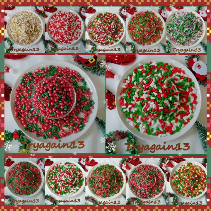 Sprinkle Sugar น้ำตาลเม็ดแต่งเค้ก ธีมคริสต์มาส หลายรูปแบบ ทานได้