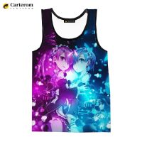 Newest Summer Men Anime Re Zero Tank Tops Sleeveless T Shirts Digital Printing Harajuku Beach Tops 3D Printed Oversized Tees