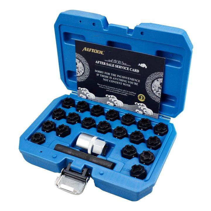 AUTOOL 22pcs Wheel AntiTheft Lock Key Removal Tool Kit for VW Audi