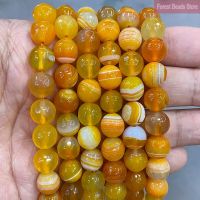 Natural Stone Beads Faceted Yellow Striped Agates Round Loose Beads 4/6/8/10/12mm For Jewelry Making DIY Bracelet Necklace 15 Cables