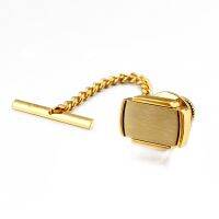 HAWSON Fashionable Metal Tie Tack/Pin with Safety Chain Golden Matte Metal Clutch Back Men 39;s Jewelry Gift for Men